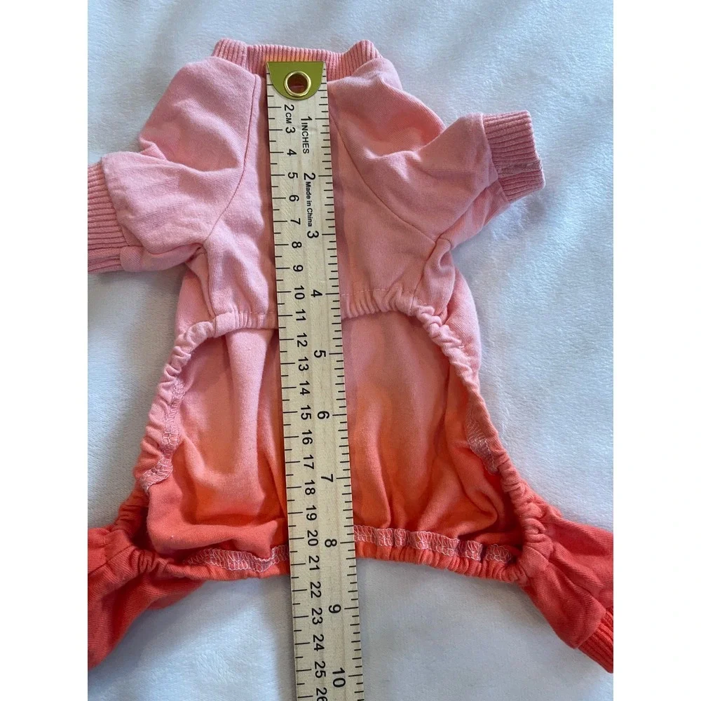 Pink Orange Ombre Pet Pajamas Small Dog Cat Jumpsuit XS Jersey Knit One Piece